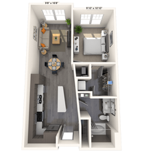 Traditional 1x1 674-875 SF 119 floor plan
